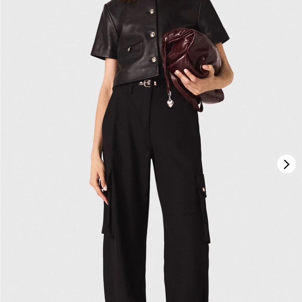 Maje 34 Black Wide-Leg Cargo Pants - Women's
